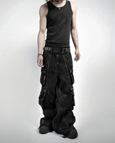 Threebooy Harajuku Hip Hop High Waisted Jeans New Gothic Retro Wide Leg Straight Black Y2k Baggy Jeans Denim Pants Mens Womens Streetwear